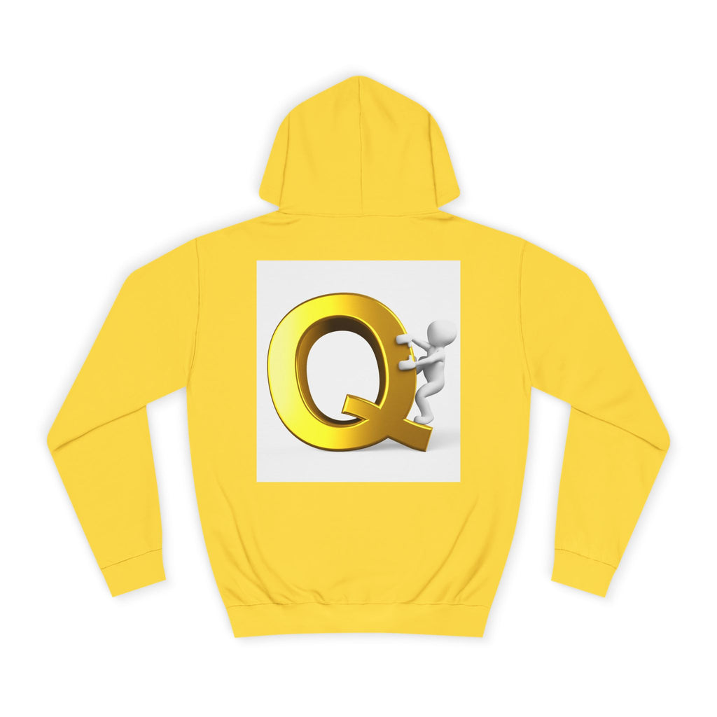 Golden Q Letter Hoodie | 3D Character Climbing Initial Sweatshirt