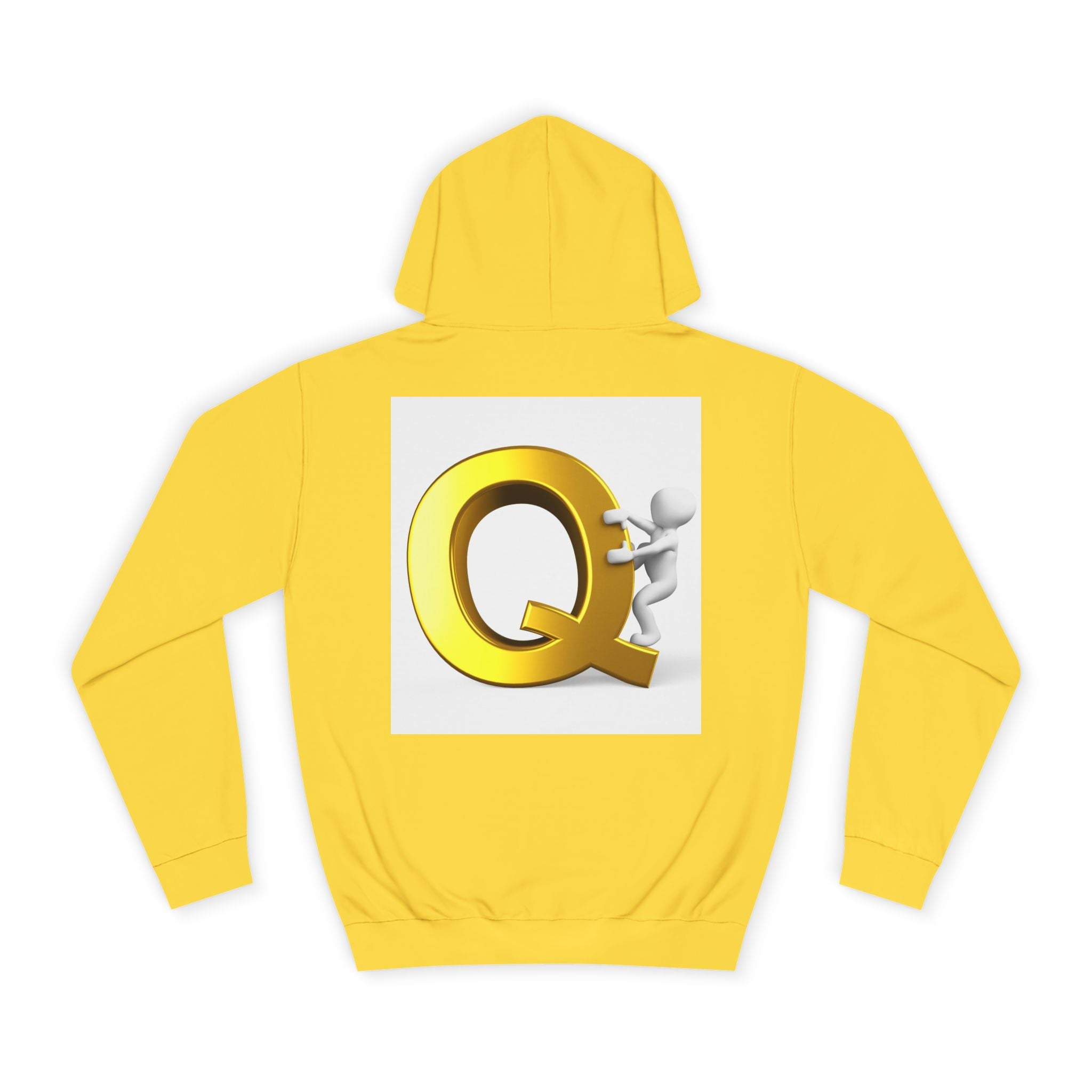 Golden Q Letter Hoodie | 3D Character Climbing Initial Sweatshirt