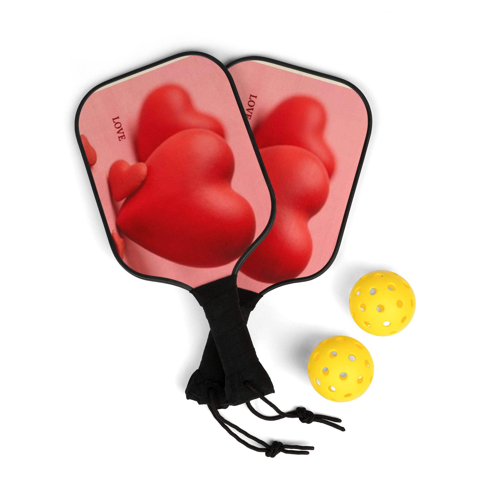 Red Heart Design Pickleball Paddle | Love Pattern Pickleball Kit