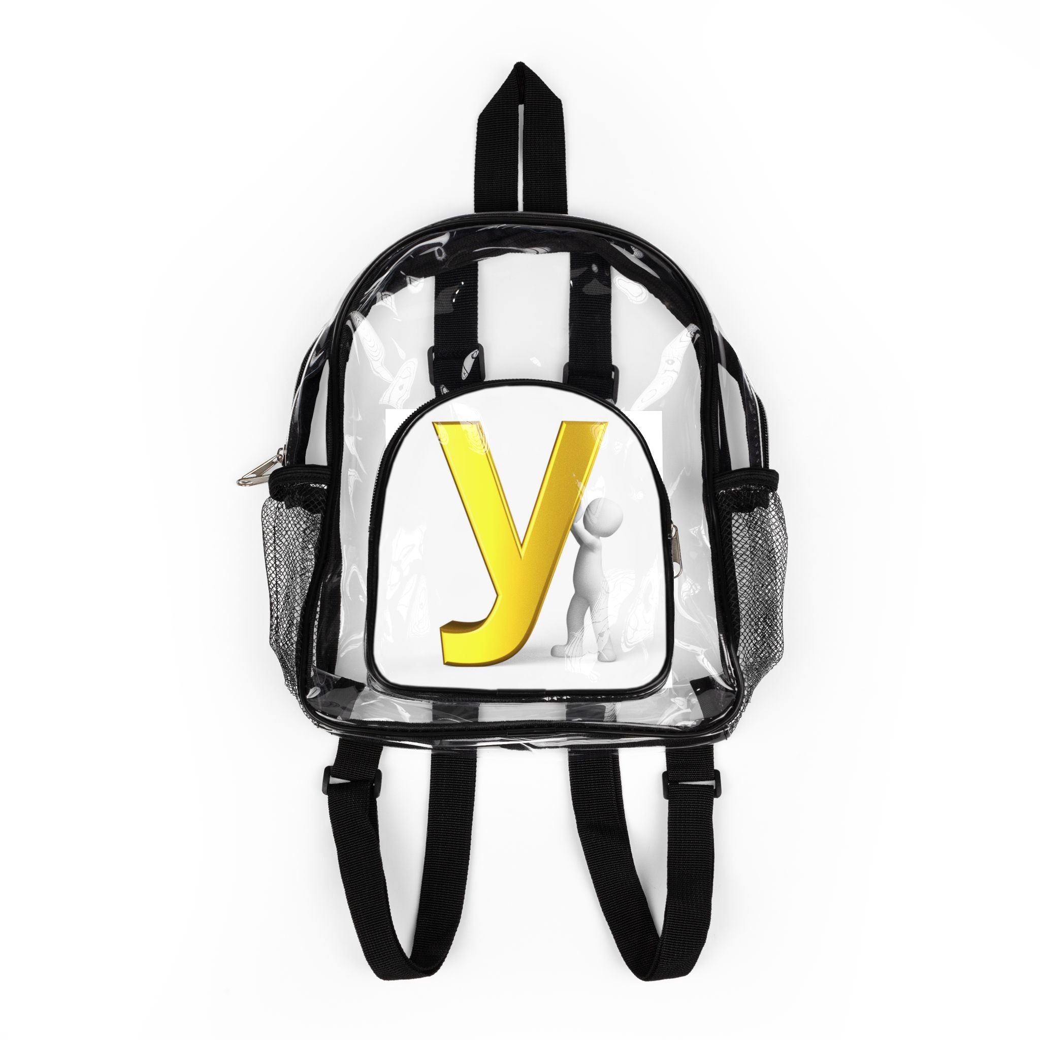 Yellow Letter Y Clear Stadium Backpack | Transparent Book Bag, School Safety Clear Pack