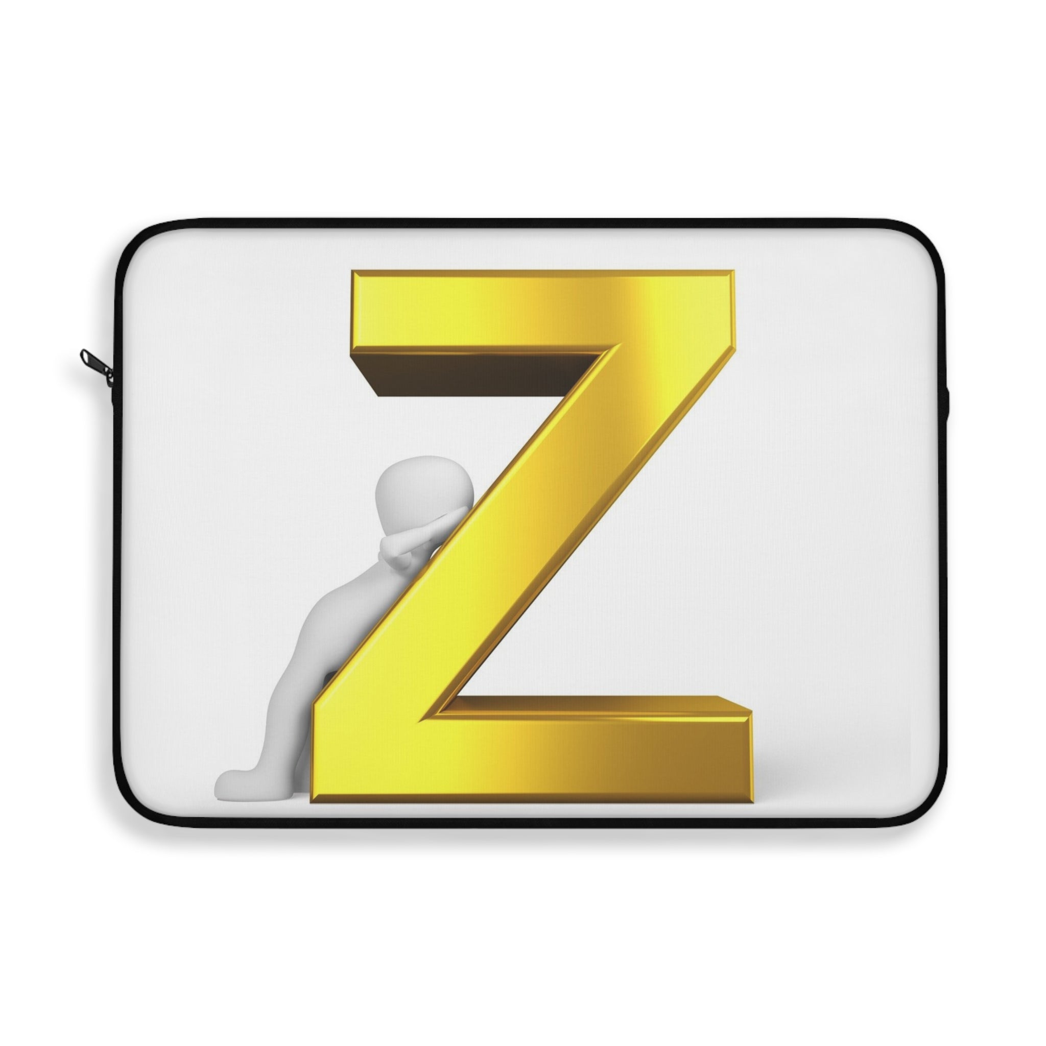 Housse d'ordinateur portable en 3D lettre Z dorée | Monogramme initiale Z