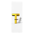 Stick Figure Tugging Gold Letter T, Rubber Yoga Mat | Funny Letter Design