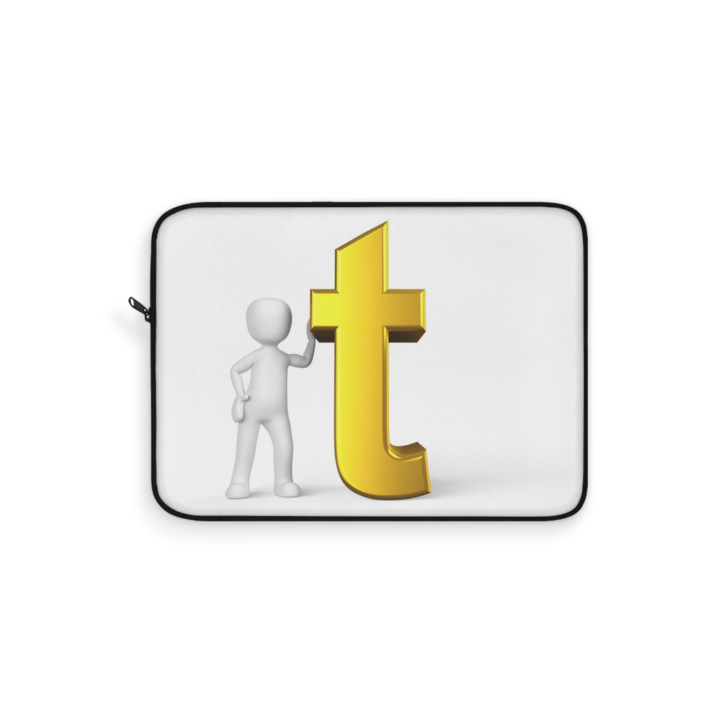 3D Figure with Gold Letter T Laptop Sleeve | Monogram Initial Case