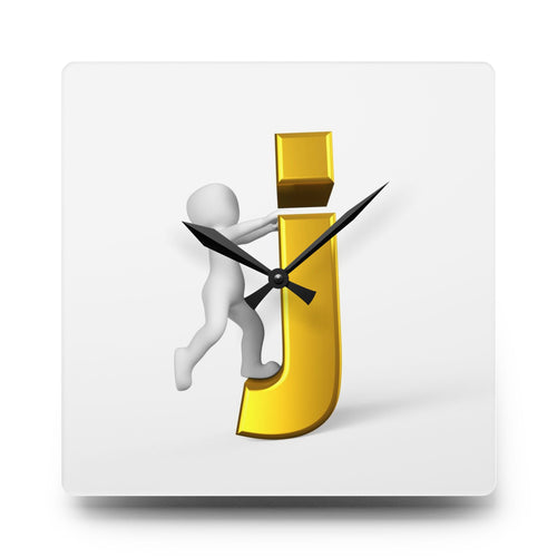 3D Figure Hugging Gold Letter J Acrylic Wall Clock | Personalized Initial Décor
