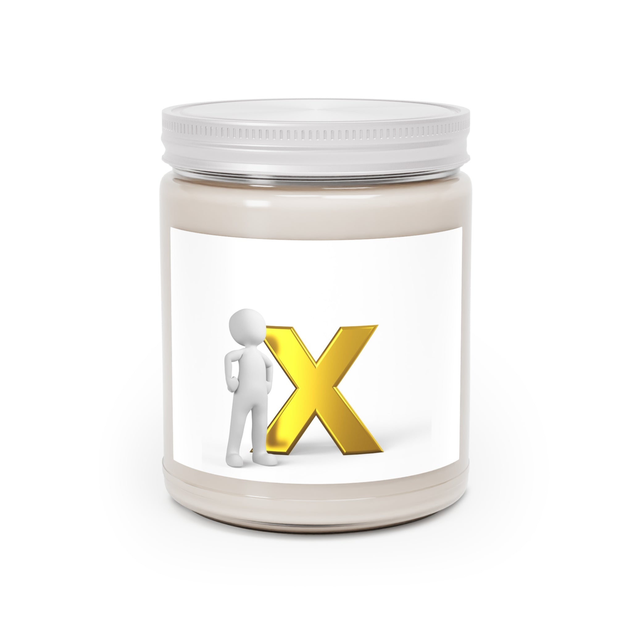 Gold X Initial Logo Candle 9oz Soy Jar | White Lid