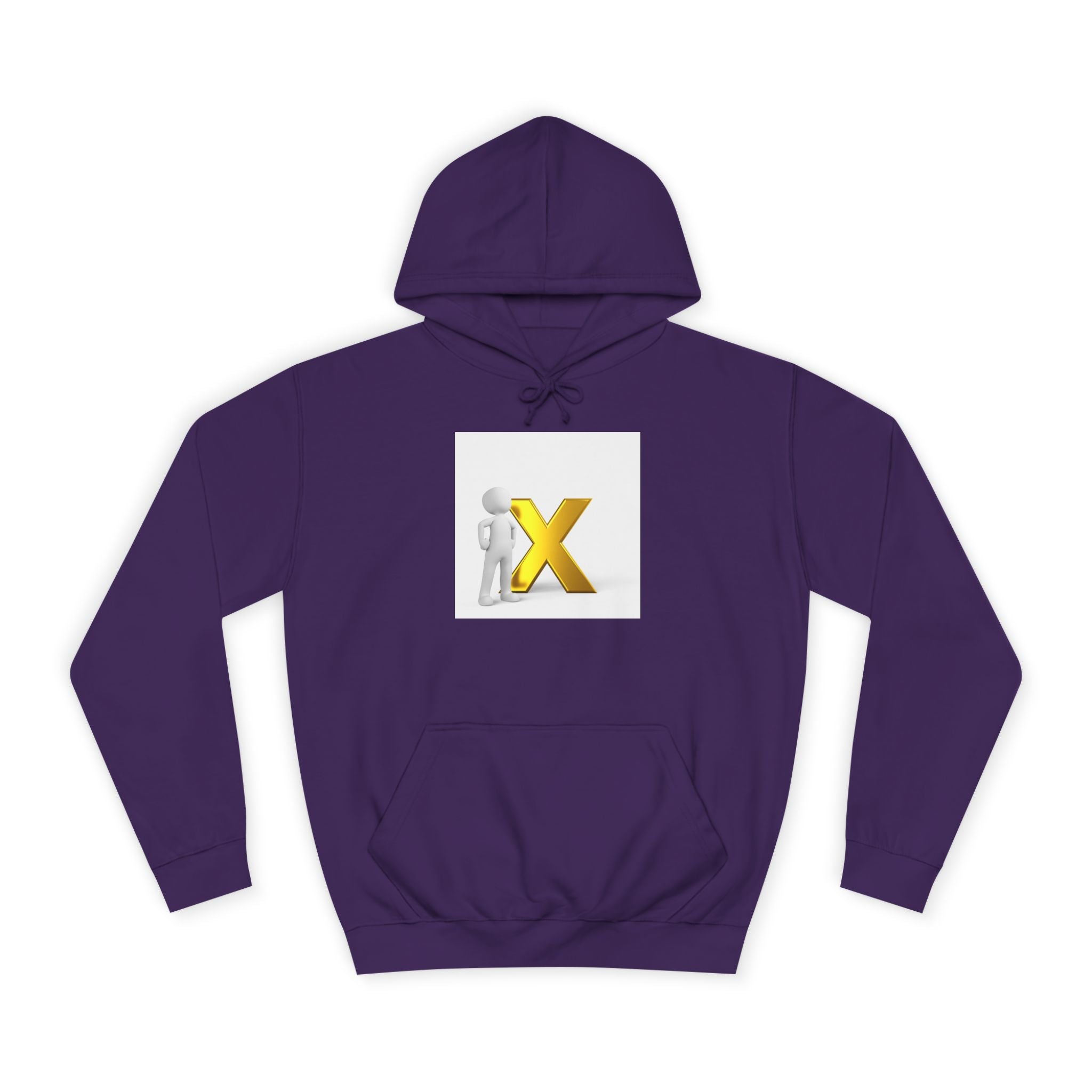 3D Figure Leaning on Gold X Hoodie | Letter X Initial Pullover
