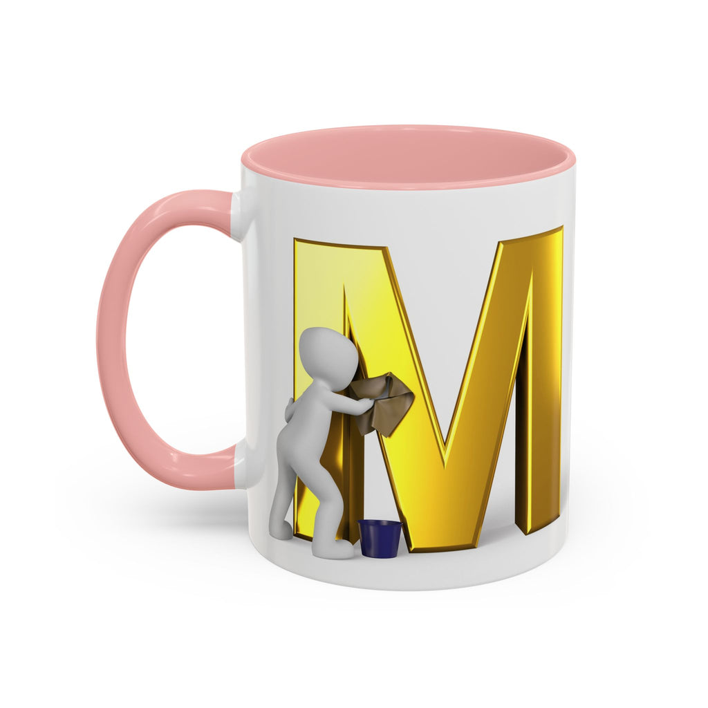 Goldfarbene Buchstabe M mit Farbklecks-Akzent Tasse | Kaffeetasse