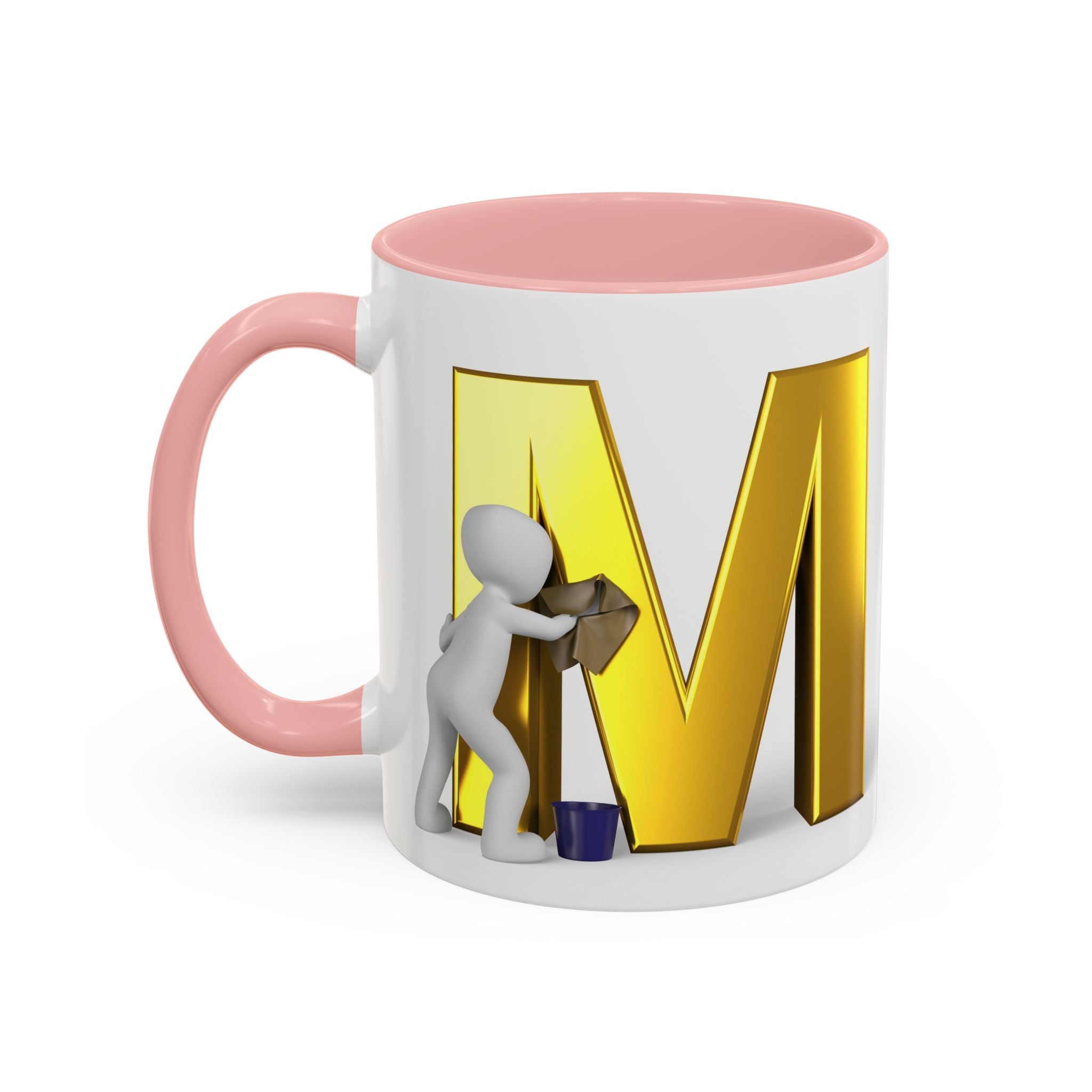 Goldfarbene Buchstabe M mit Farbklecks-Akzent Tasse | Kaffeetasse