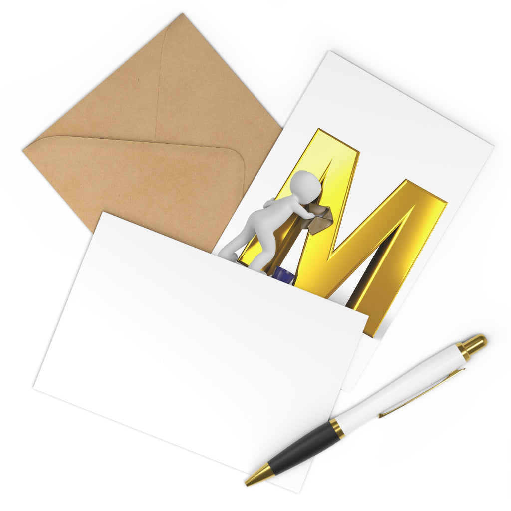 3D Person Painting Gold Letter M Postcards (7 pcs)