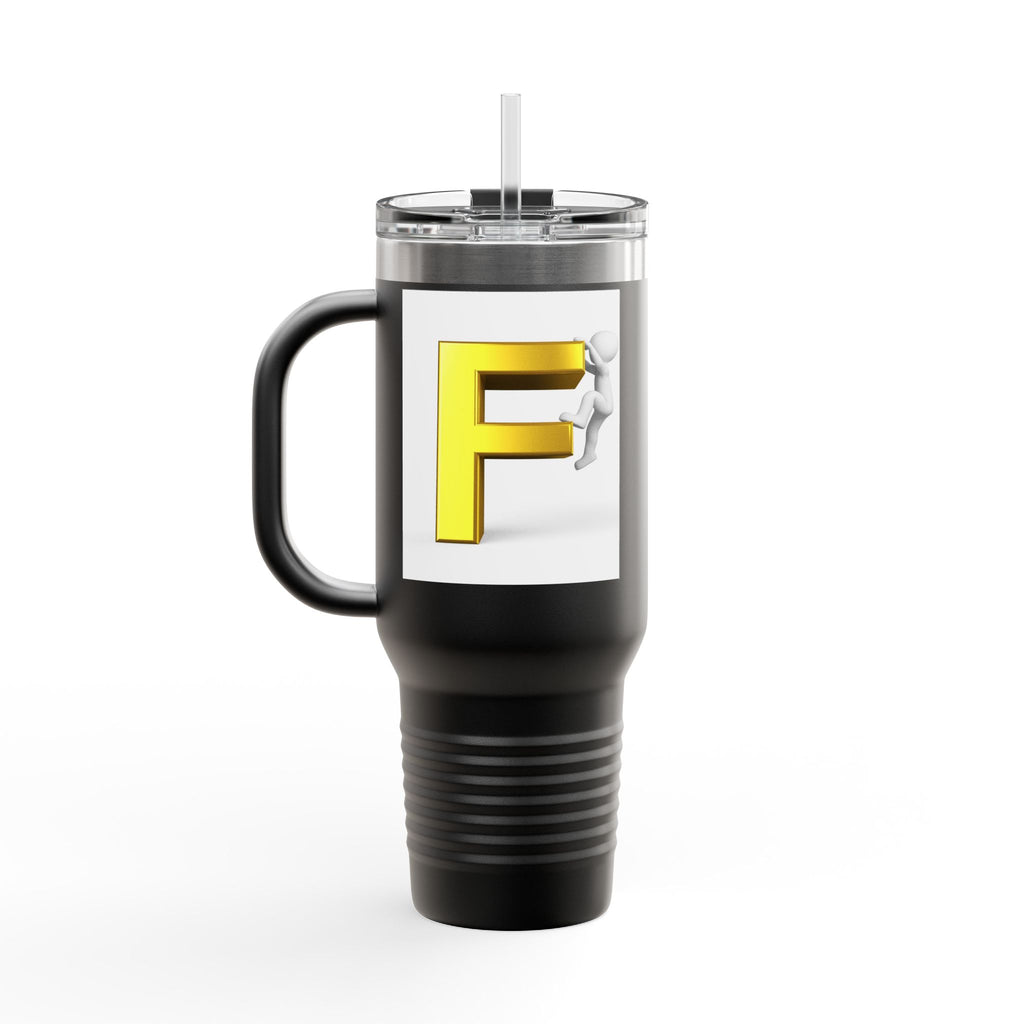 3D Figure Climbing Yellow Letter F Travel Mug | Insulated 40oz