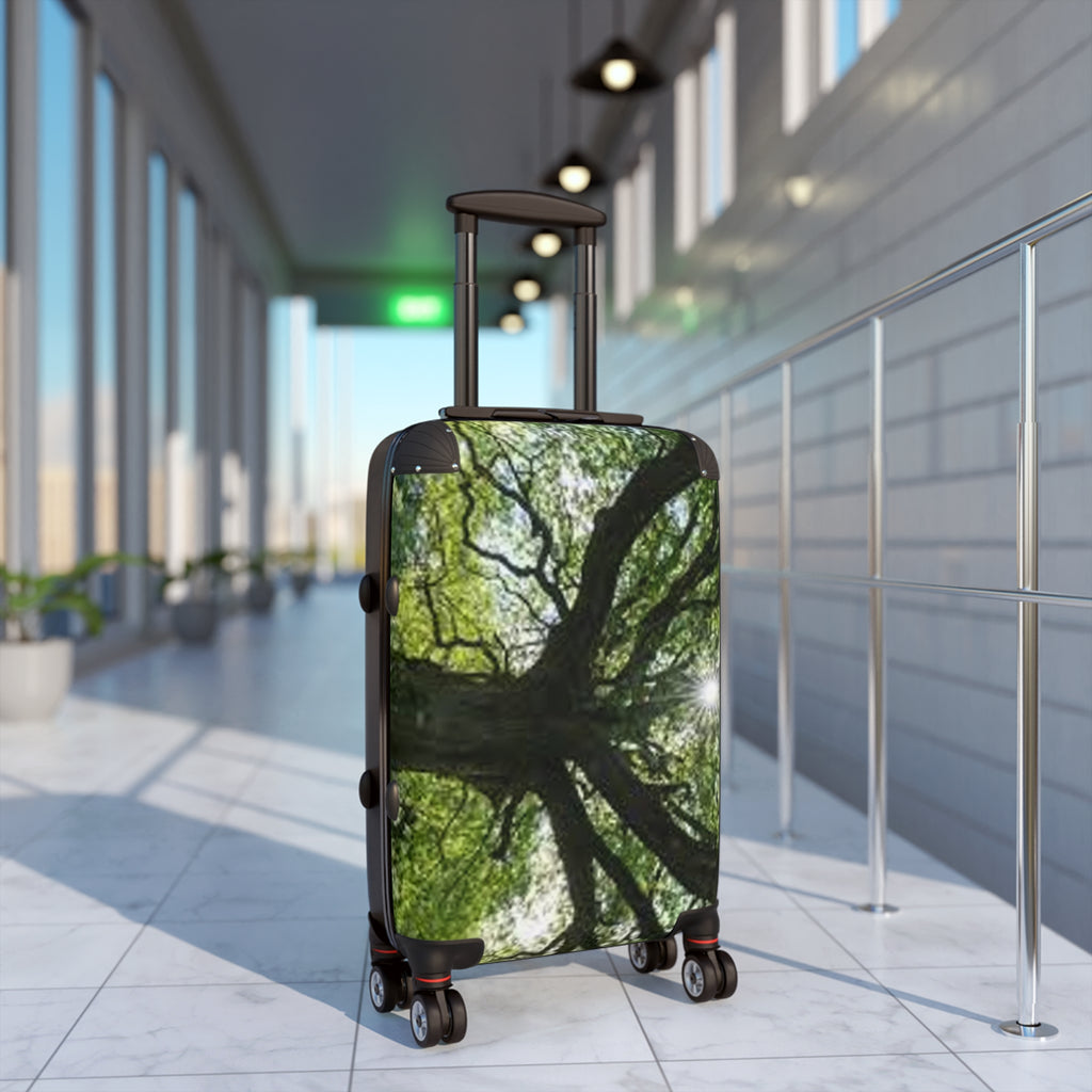 Sunlit Tree Canopy Suitcase | Nature Luggage, Forest Photography