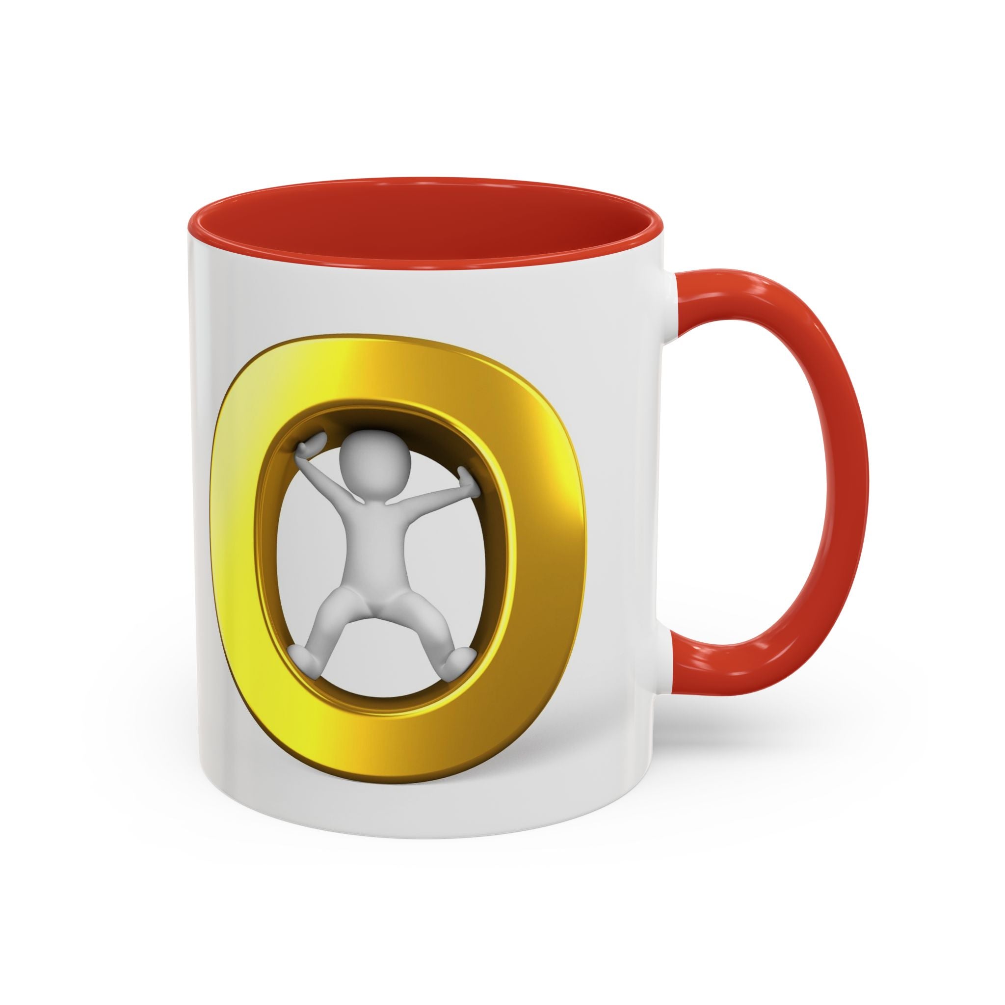 Stick Figure Inside Gold Letter O Mug | Accent Coffee Mug 11oz 15oz