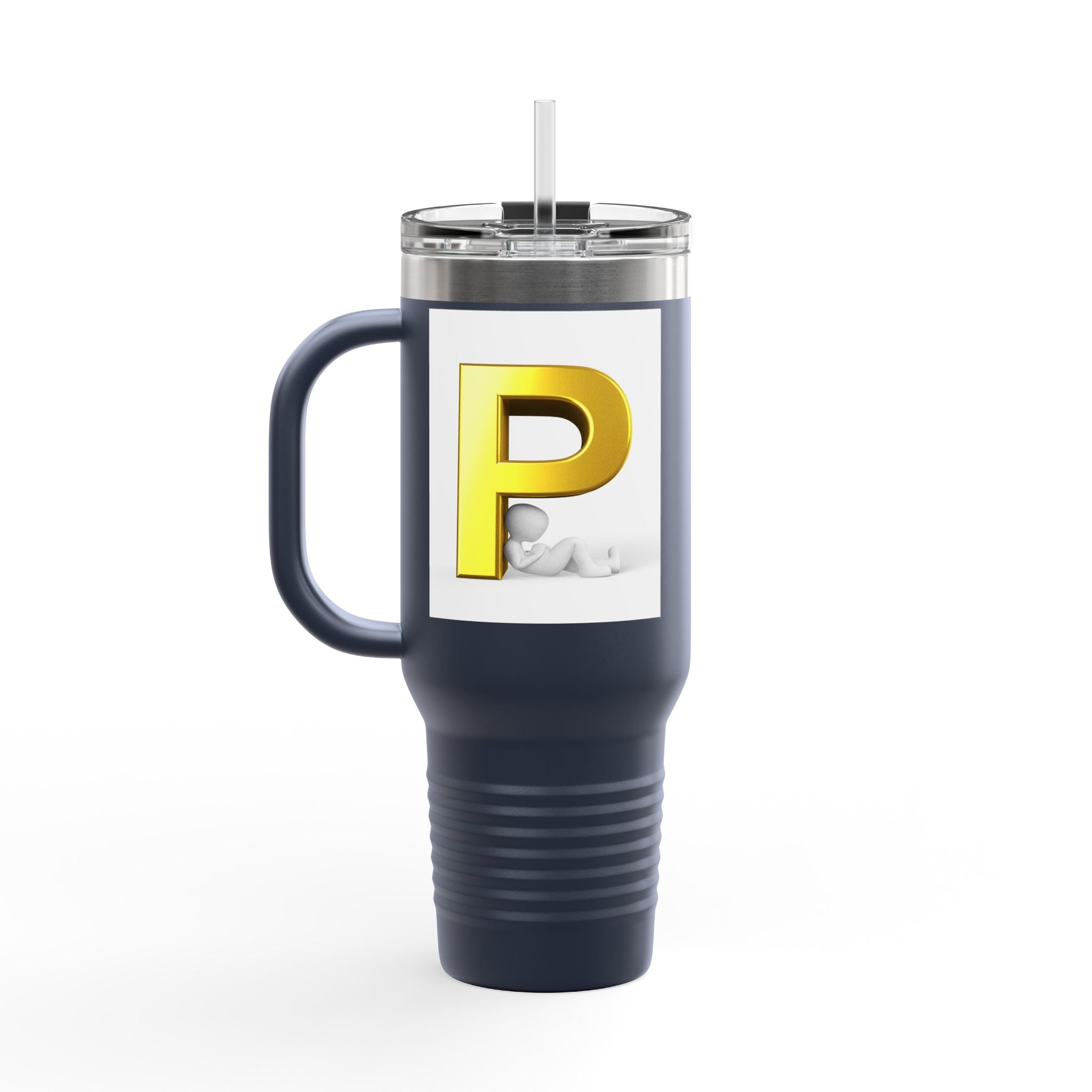 Gold Letter P Monogram Travel Mug | 40oz Insulated Tumbler
