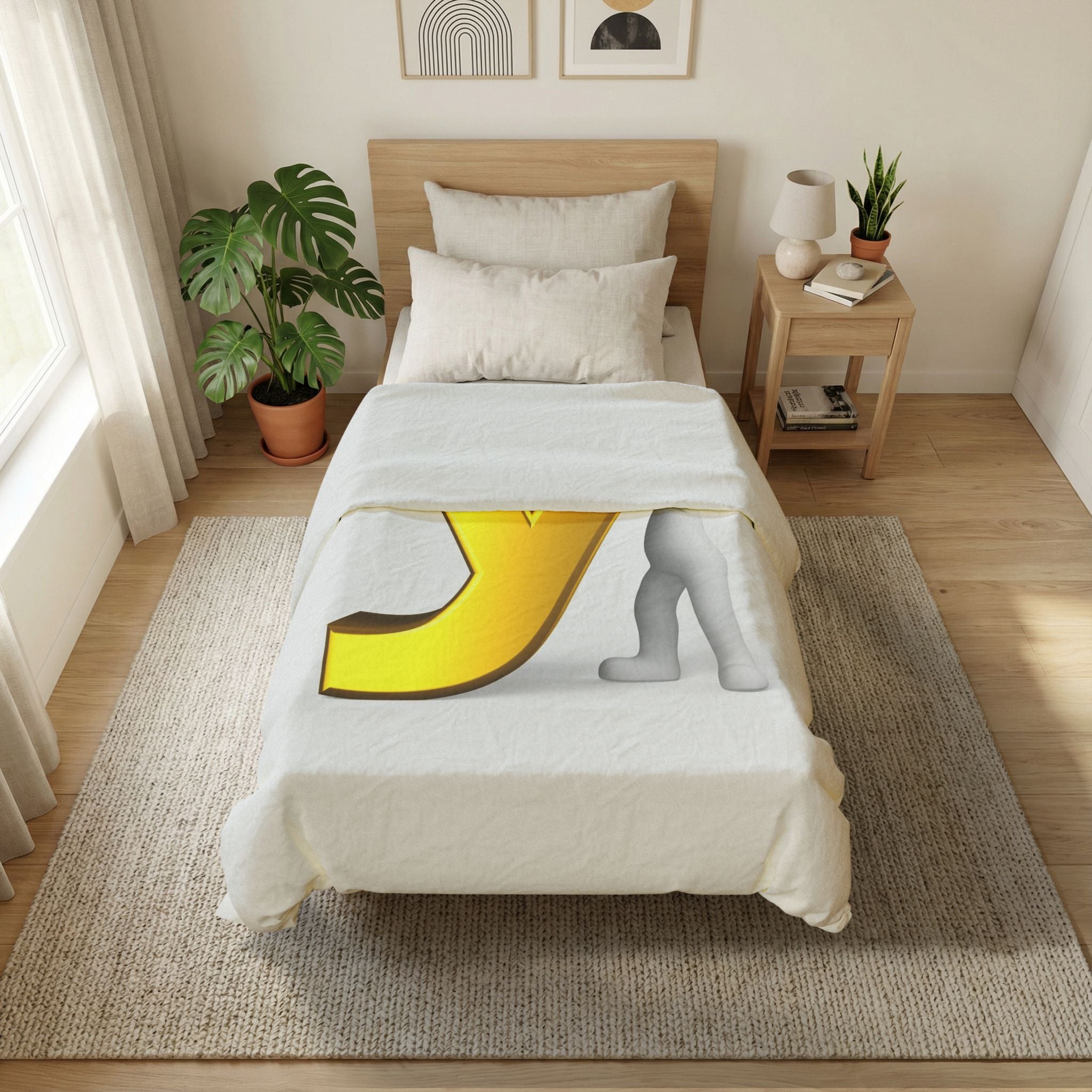 Gold Letter Y duvet cover | Monogram initial cotton duvet