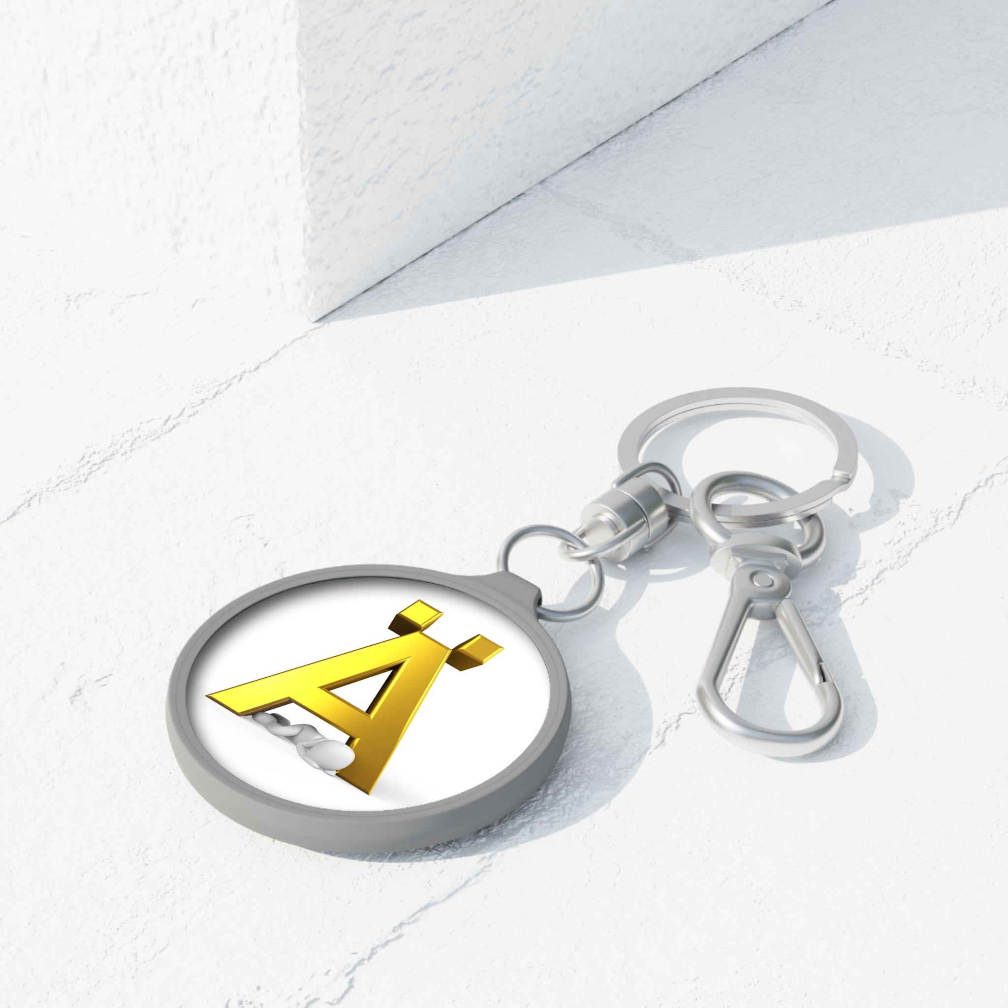 Gold Letter Ä Initial Keyring Tag | Monogram Keychain