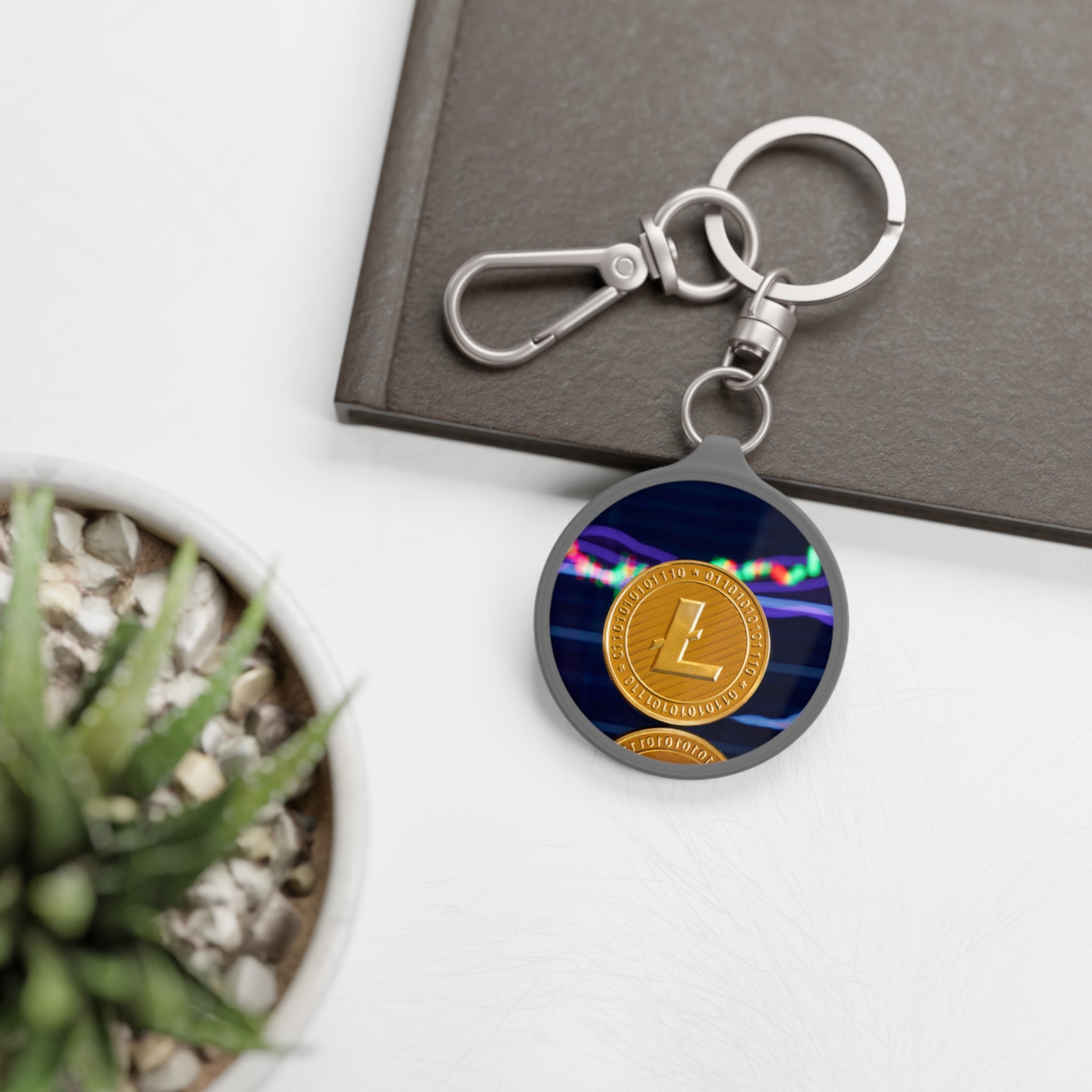 Litecoin Coin Crypto Keyring | Cryptocurrency Keychain, Trading Chart Design