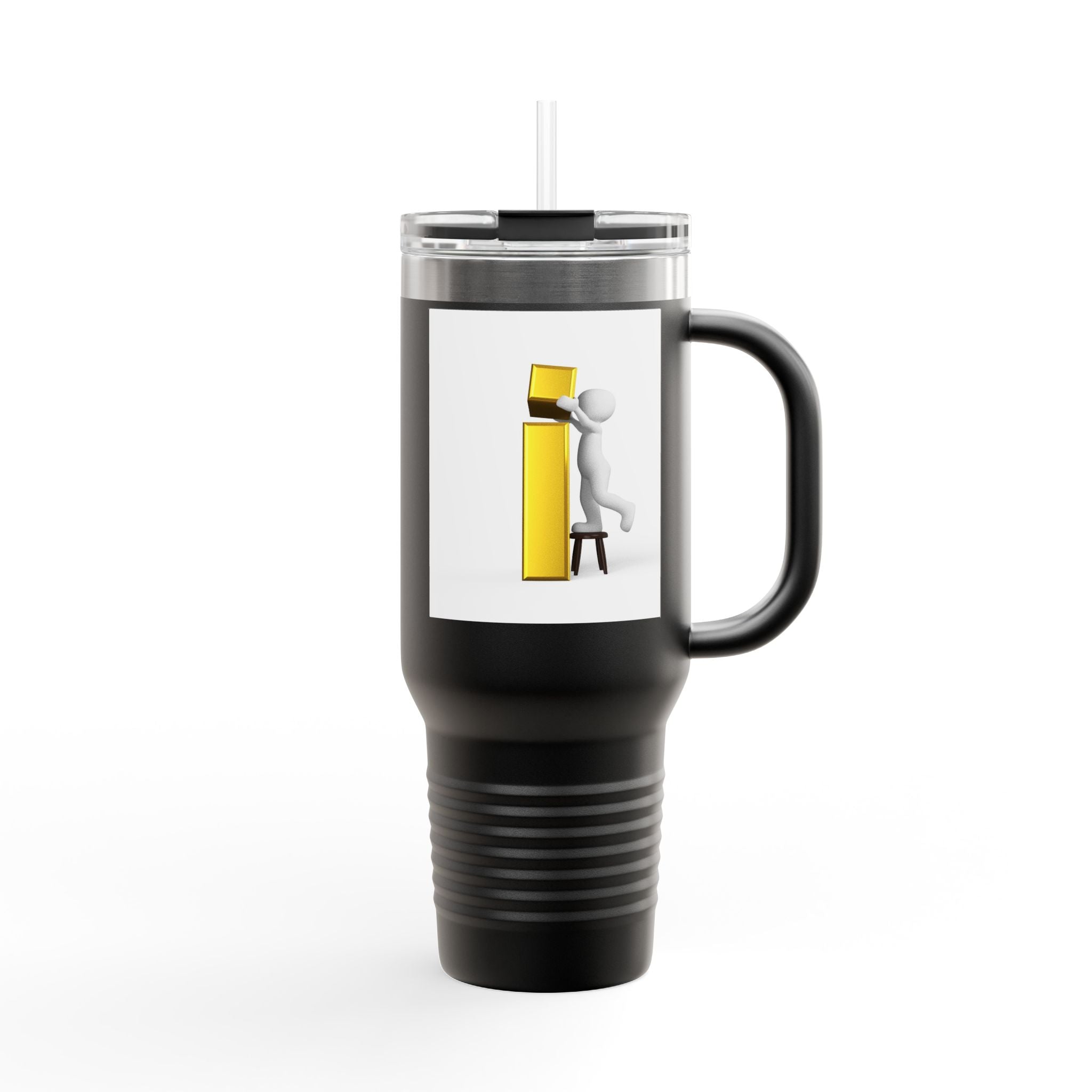 3D Figure building Yellow Letter i Travel Mug | 40oz Insulated Tumbler
