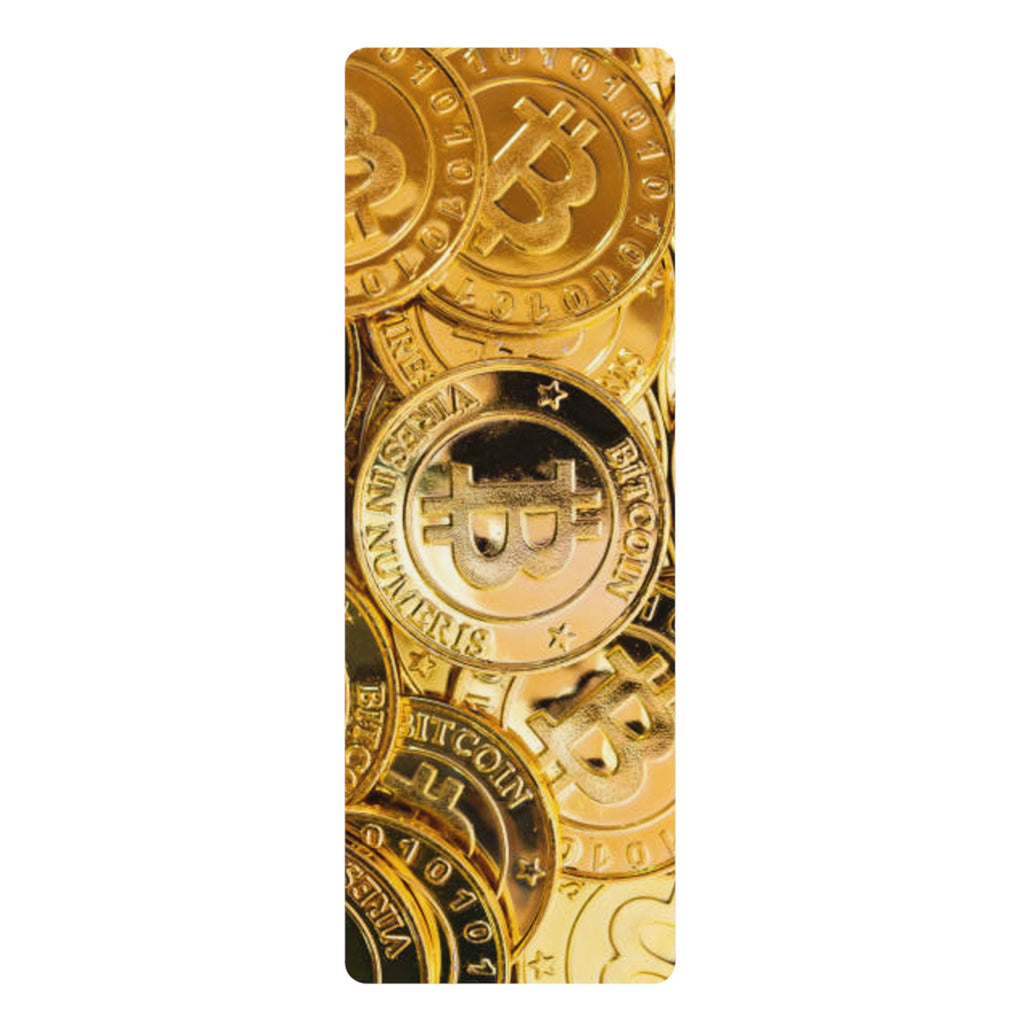 Gold Bitcoin Coin Pattern Rubber Yoga Mat | Crypto Cryptocurrency Exercise Mat