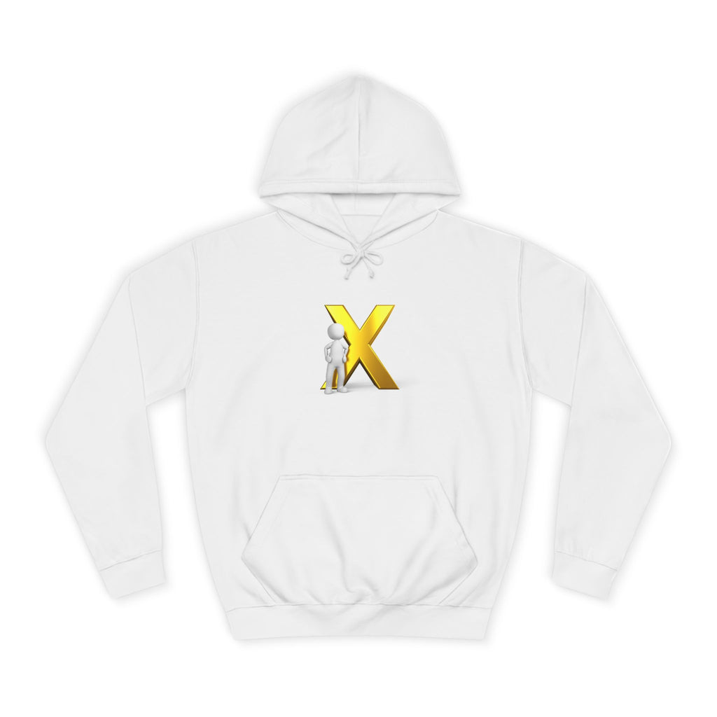 Golden Letter X Graphic Hoodie | 3D Stick Figure Initial X Sweatshirt