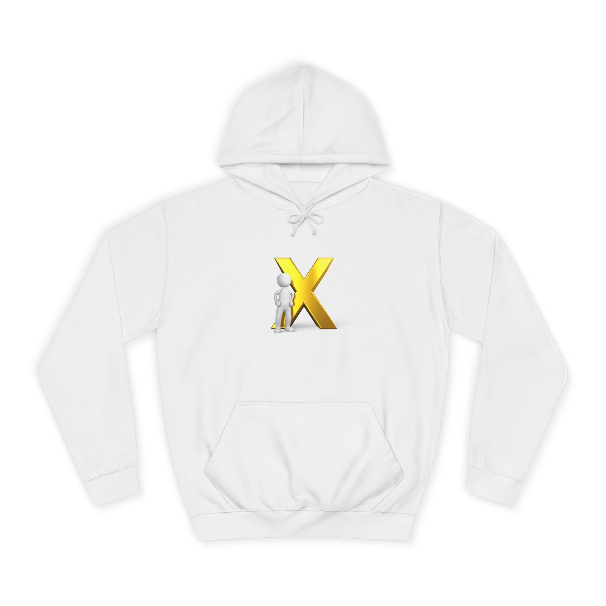 Golden Letter X Graphic Hoodie | 3D Stick Figure Initial X Sweatshirt