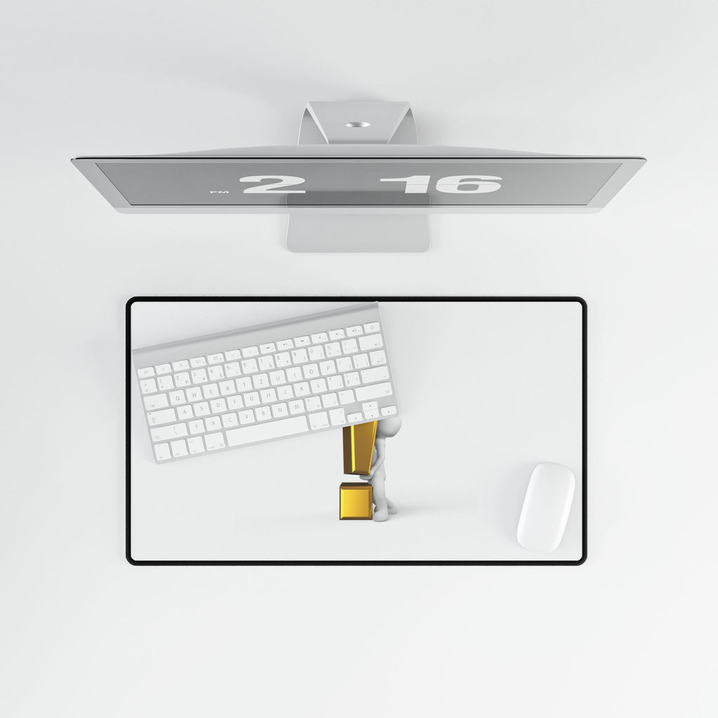 Gold Exclamation Mark Desk Mat | Minimalist Office Mouse Pad