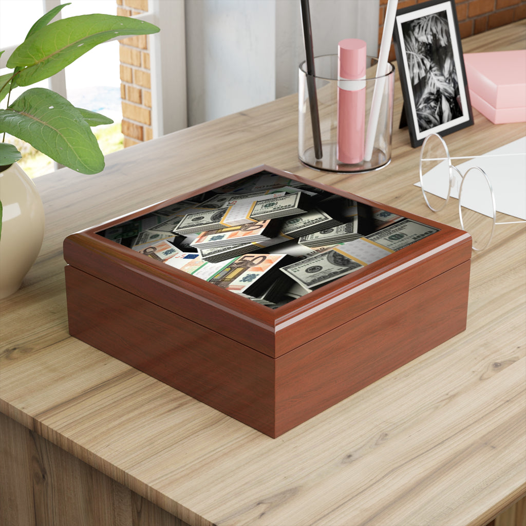 Stacks of Money Jewelry Box | Cash Pattern Keepsake Box