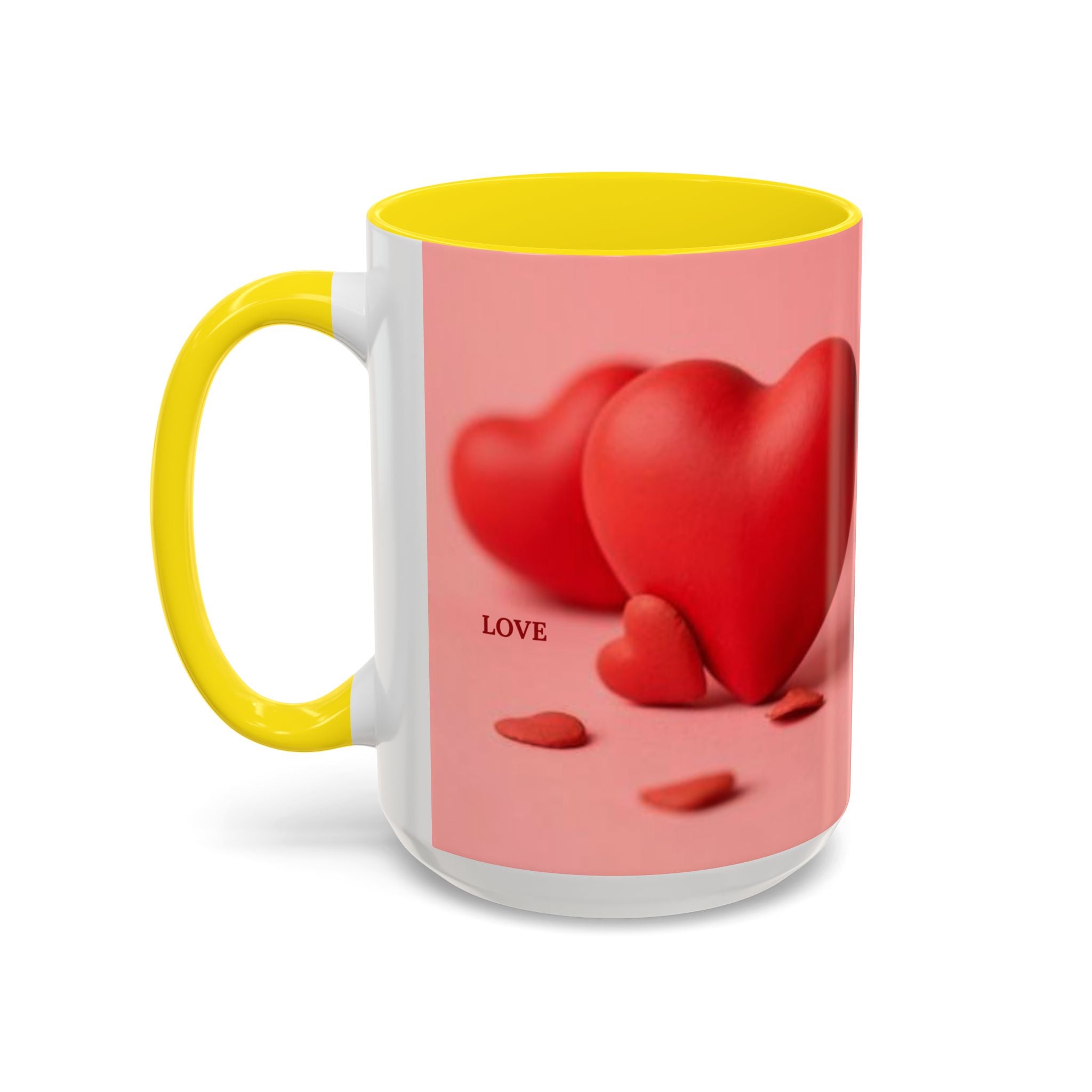 Red Heart Love Design Accent Coffee Mug | Valentine Heart Ceramic Mug