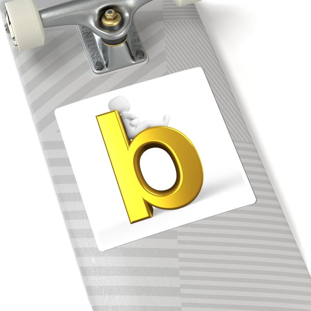 Gold Letter B with 3D Figure Sticker Kiss-Cut Sticker | Monogram Laptop Decal