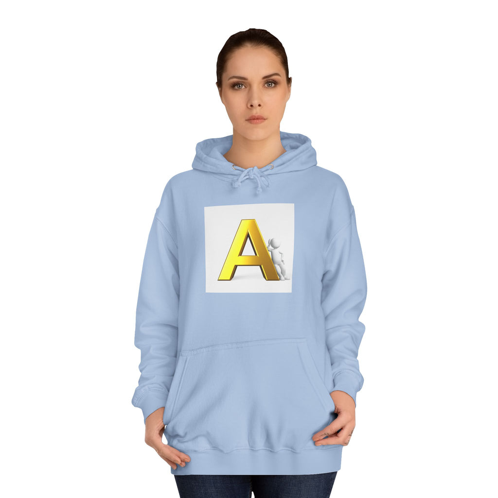 Gold 3D Letter A Hoodie | Monogram Initial A sweatshirt