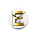 Gold Letter E with Sleeping Figure Acrylic Wall Clock | Modern Initial Home Decor