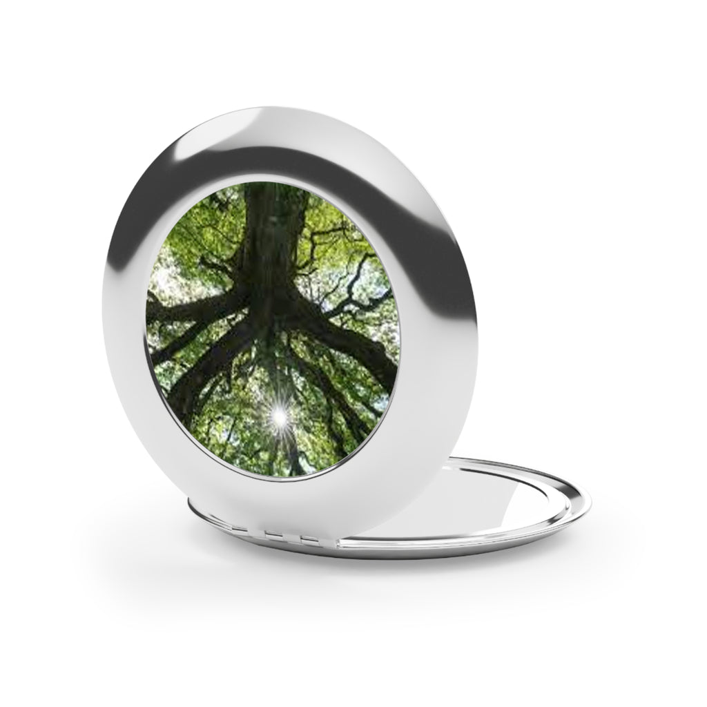 Sunlit Oak Tree Compact Travel Mirror | Pocket Mirror, Nature Photography
