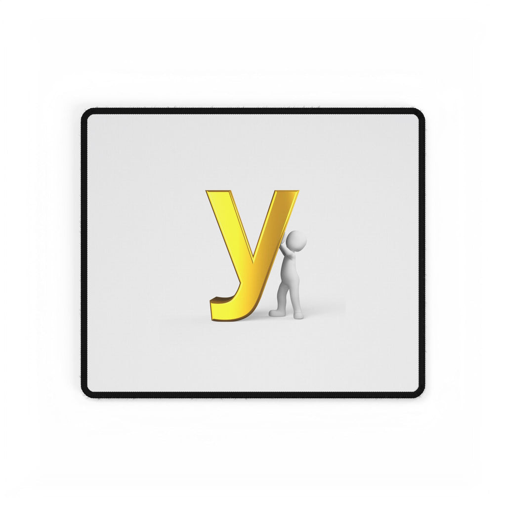 Yellow 3D Letter Y with Stick Figure Desk Mat