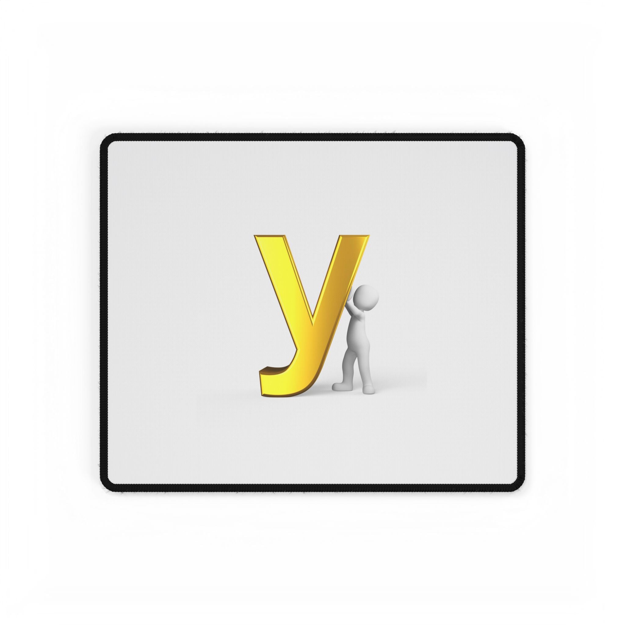 Yellow 3D Letter Y with Stick Figure Desk Mat