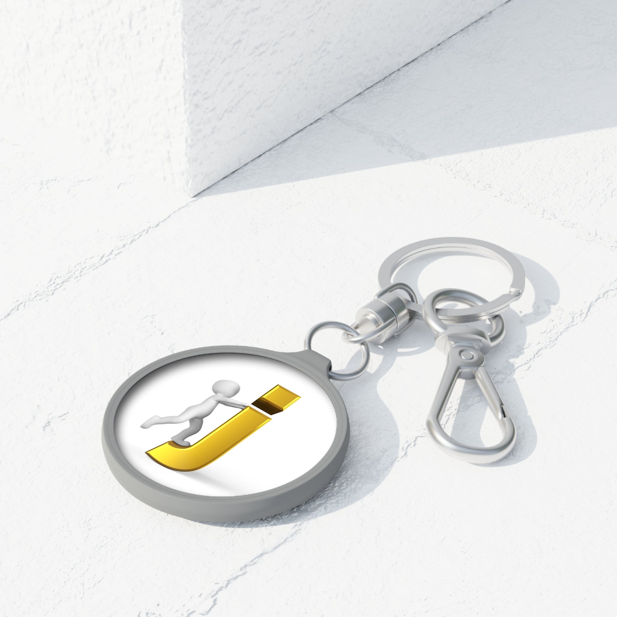 Golden Letter J Keyring Tag | Initial Monogram Keychain