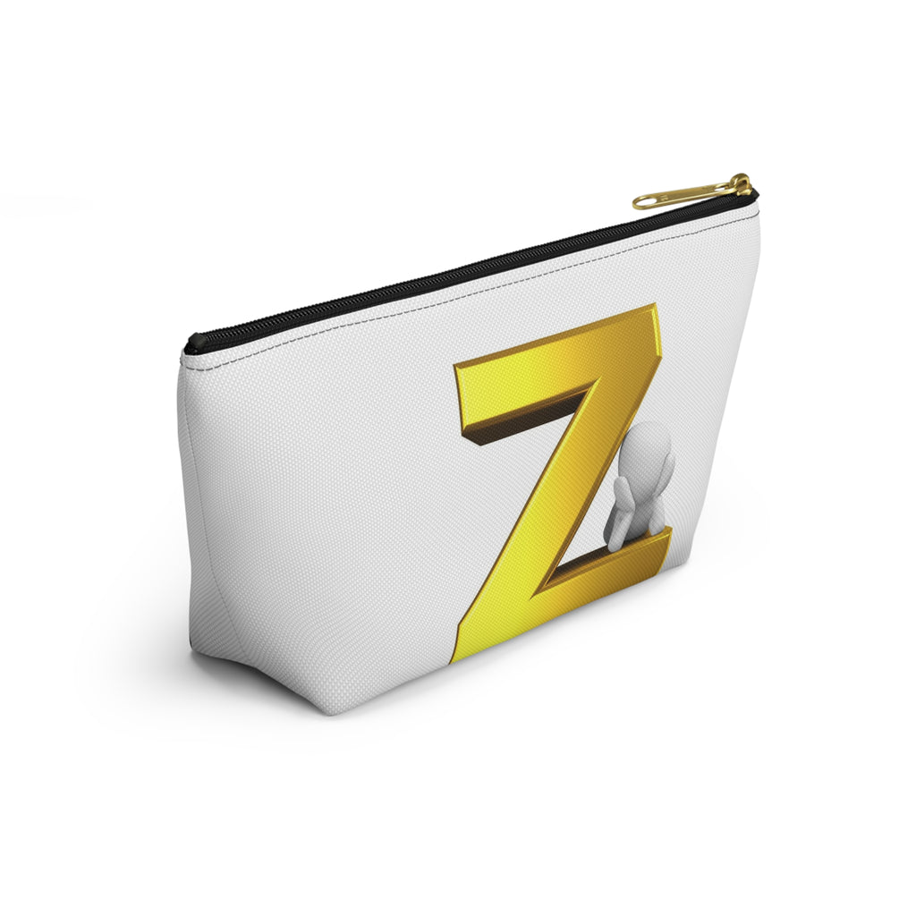 Gold Letter Z with 3D Character Accessory Pouch | Z Initial Makeup Bag