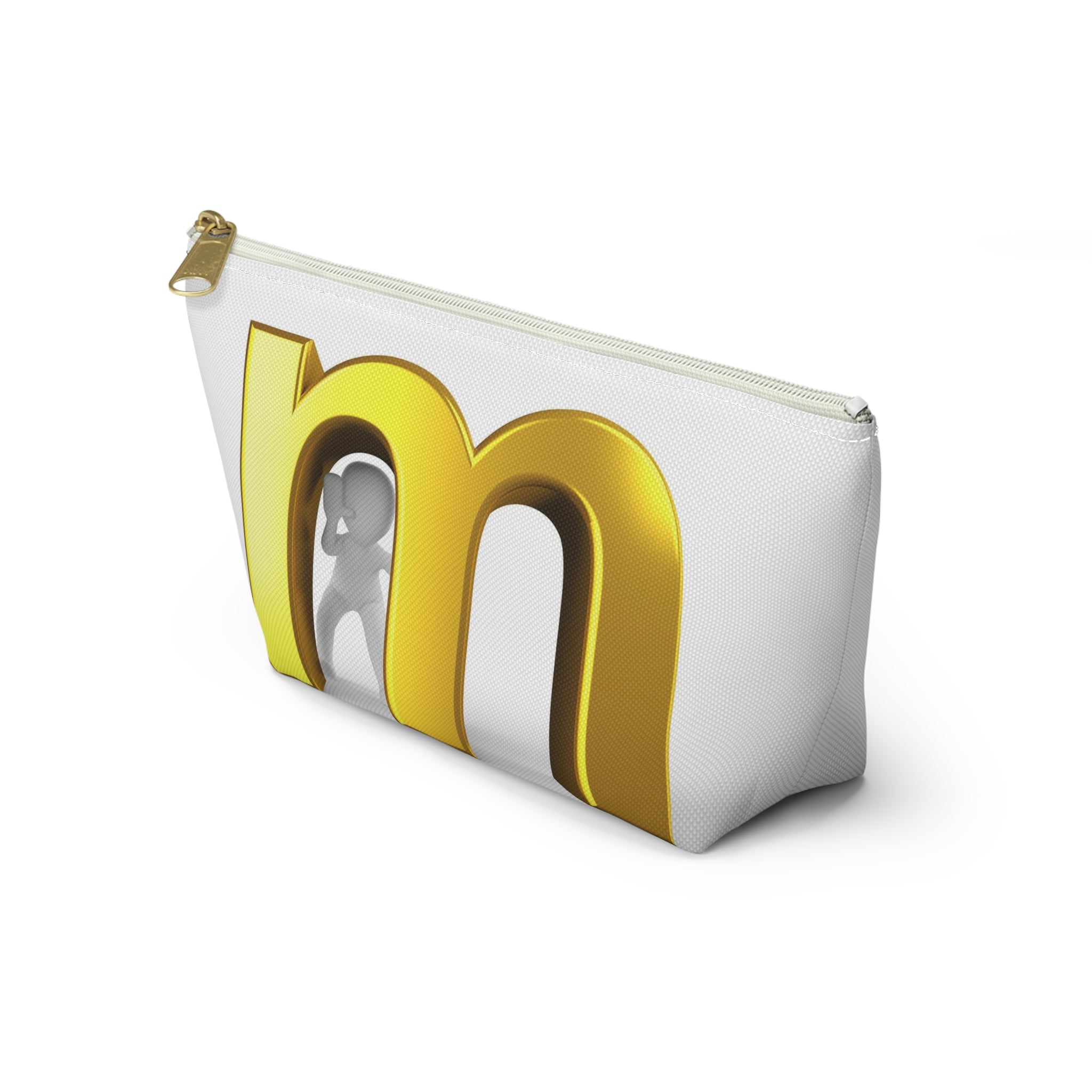Gold Letter M Monogram Accessory Pouch | T-Bottom Makeup Bag
