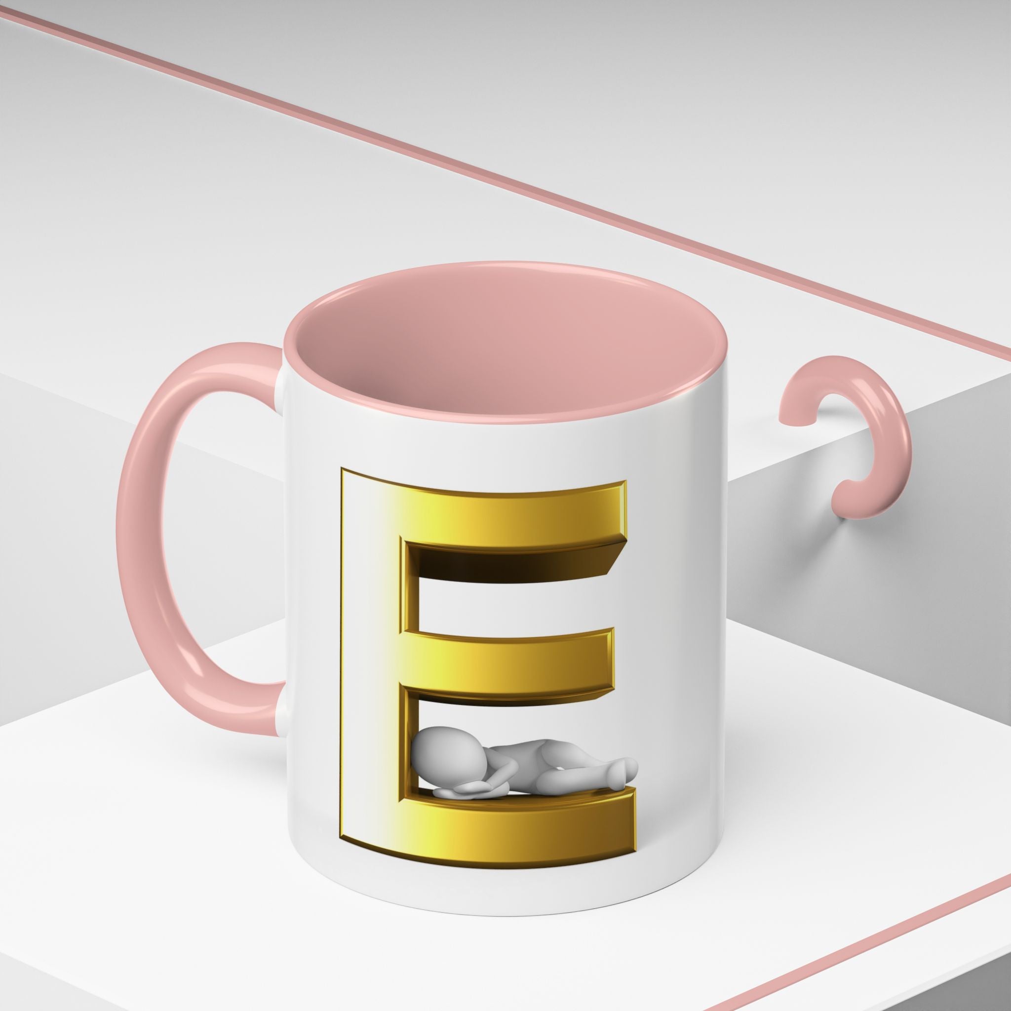 Gold 3D Buchstaben E Tasse | Akzent-Kaffeetasse