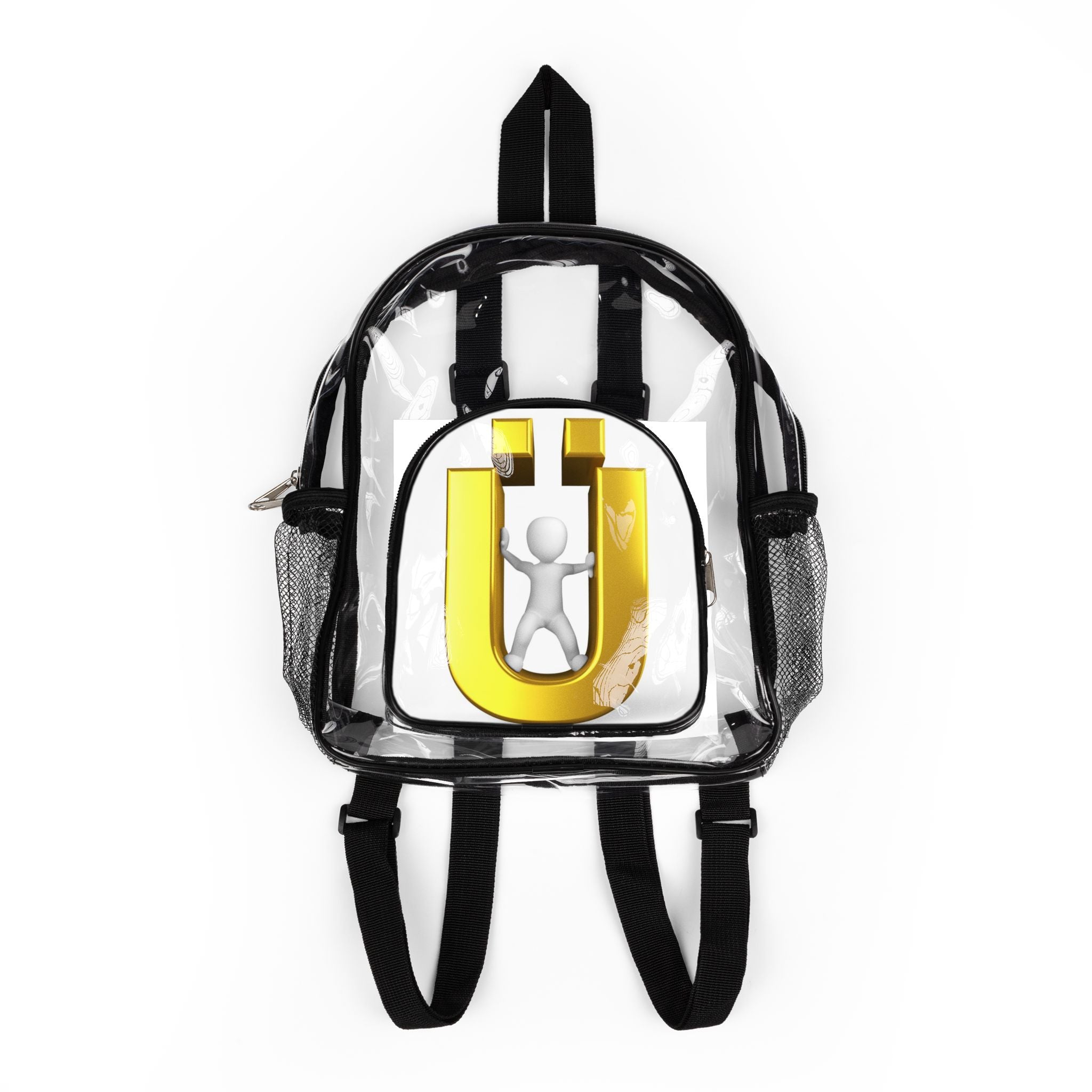 Yellow 3D Letter Ü Clear Stadium Backpack | Transparent School Bag