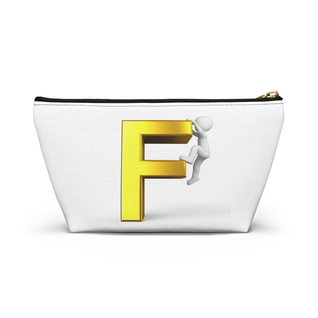 Gold Letter F Climber Accessory Pouch | Monogram Initial Makeup Bag