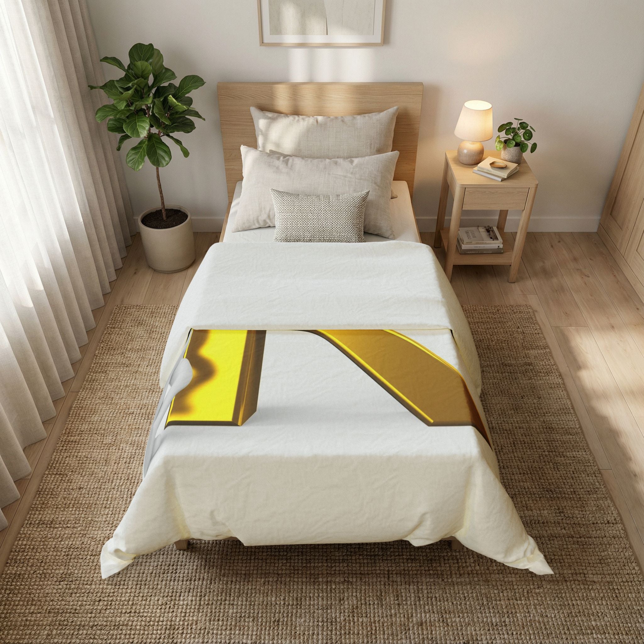 Gold 3D Letter R Duvet Cover | Monogram Bedding