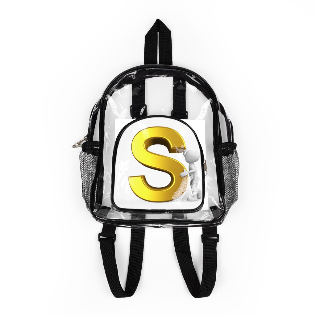 Gold Letter S Monogram Clear Stadium Backpack | Transparent School Bag