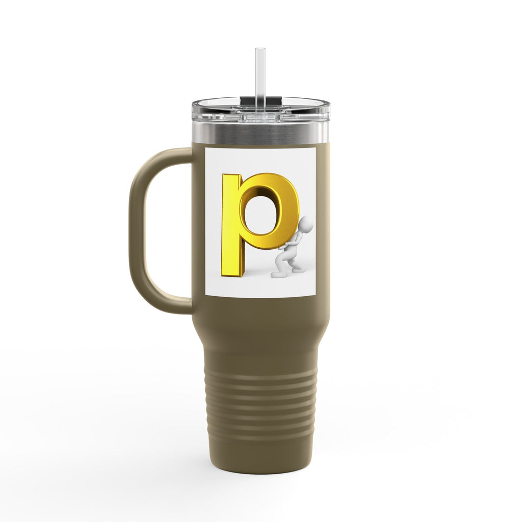 Yellow 3D Letter P Monogram Tumbler 40oz Travel Mug
