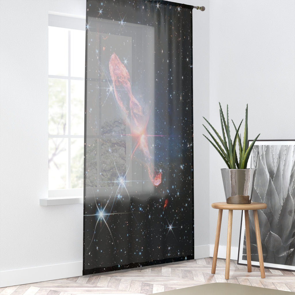 Nebula Galaxy Space Window Curtain | Cosmic Starfield Sheer Curtain