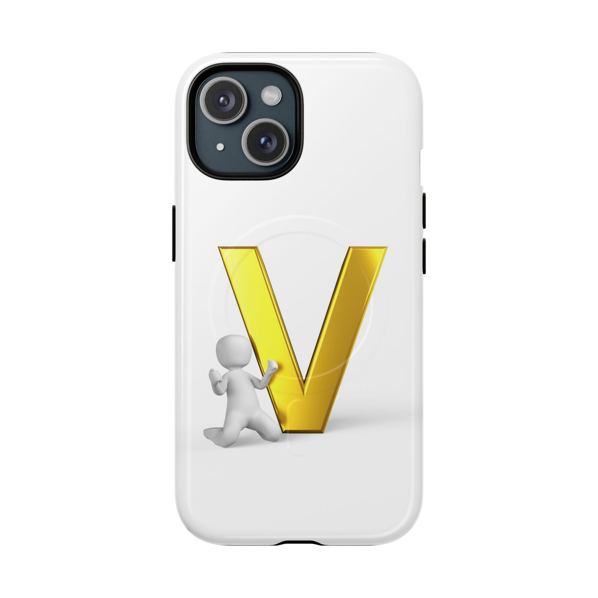 Coque de téléphone à monogramme lettre V dorée | Coque magnétique résistante