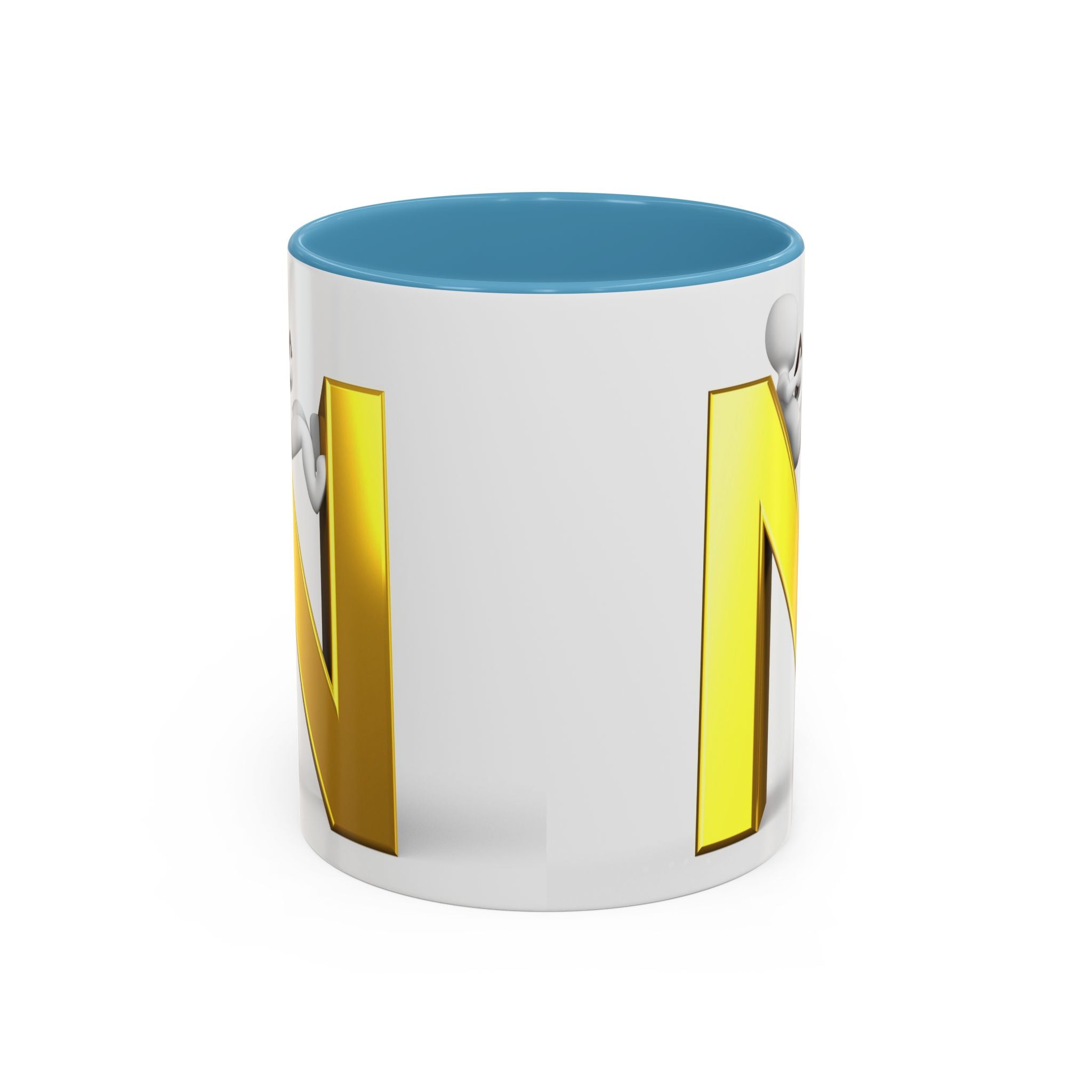 Mug monogramme lettre N dorée | Mug à anse colorée