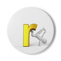 Letter R Breakdance Coaster | Golden R with Figure, Typography Drink Mat