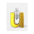 Gold Letter U with 3D Figure Toddler Blanket | Alphabet Kids Nursery Decor