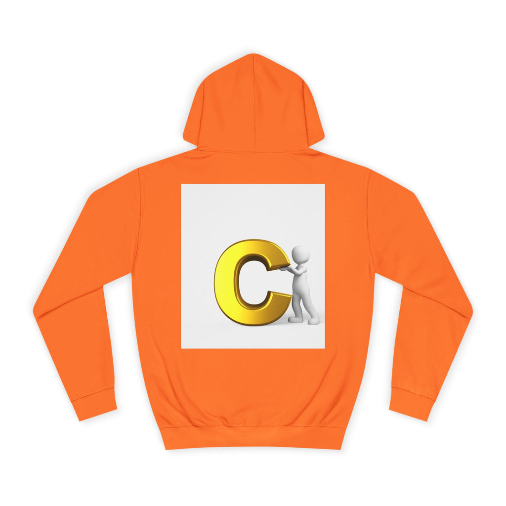 3D Yellow Letter C with Character Hoodie | Initial Monogram Sweatshirt