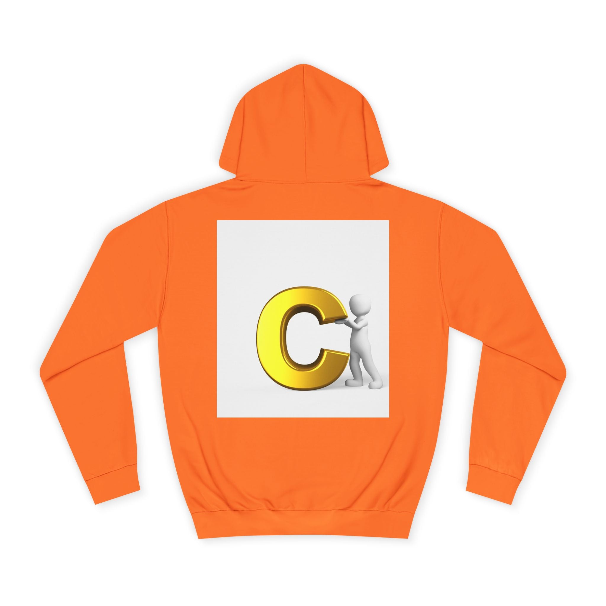 3D Yellow Letter C with Character Hoodie | Initial Monogram Sweatshirt