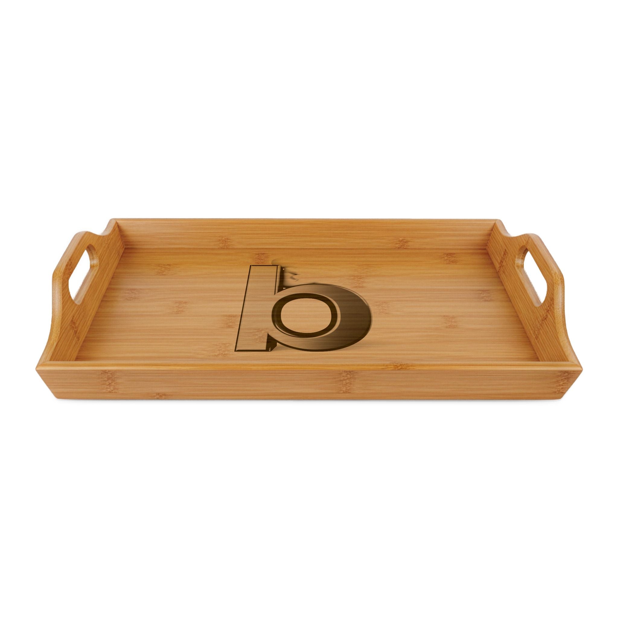Lowercase Monogram b Bamboo Serving Tray | Engraved Initial Letter Tray